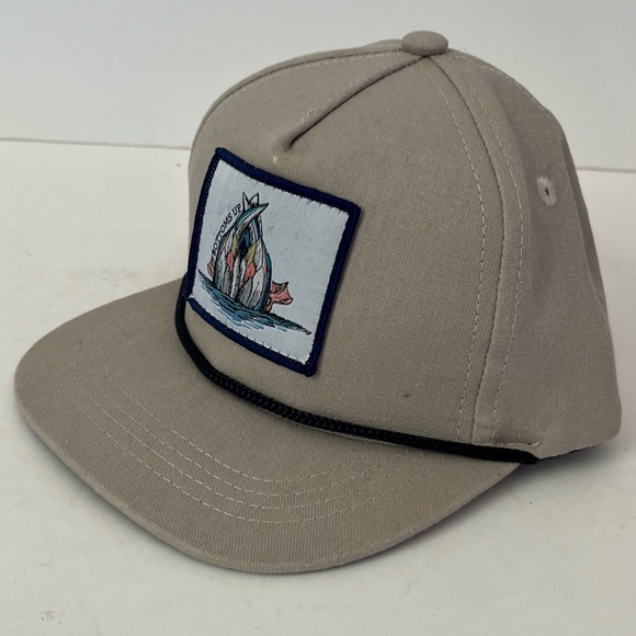 BUCK BROTHERS FLAT BRIM HAT- BOTTOMS UP Tan Rope Hat Size Small/Medium - Picture 2 of 7